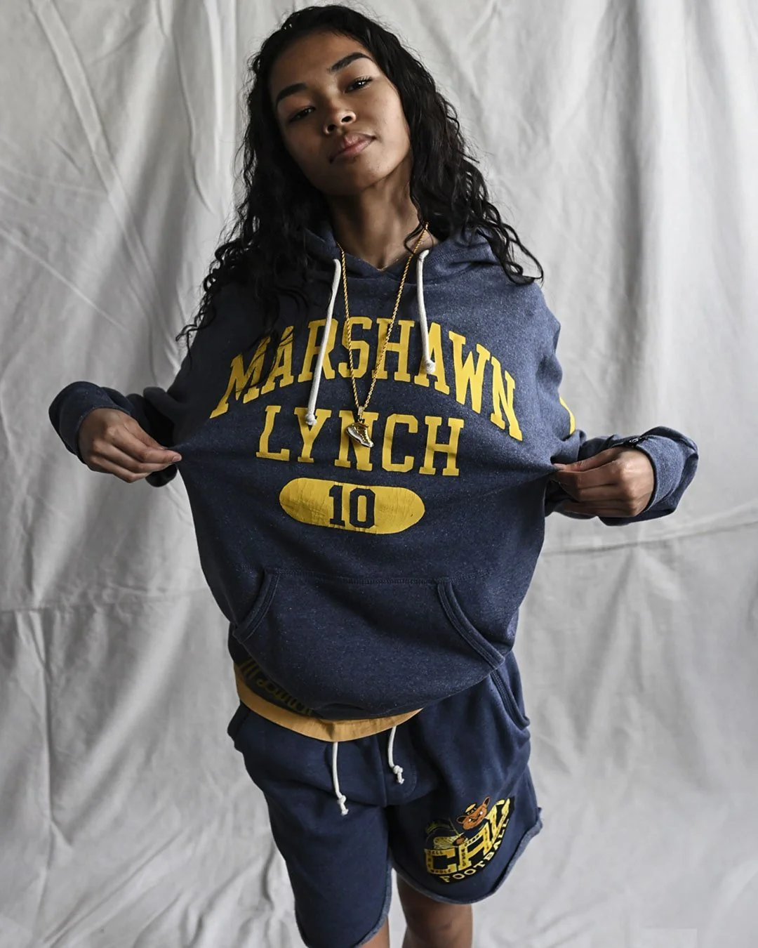 CAL - Marshawn Lynch #10 Navy PO Hoody - Image 3
