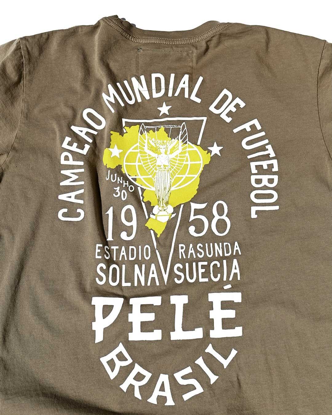 Pelé 1958 Brasil Olive Tee - Image 5