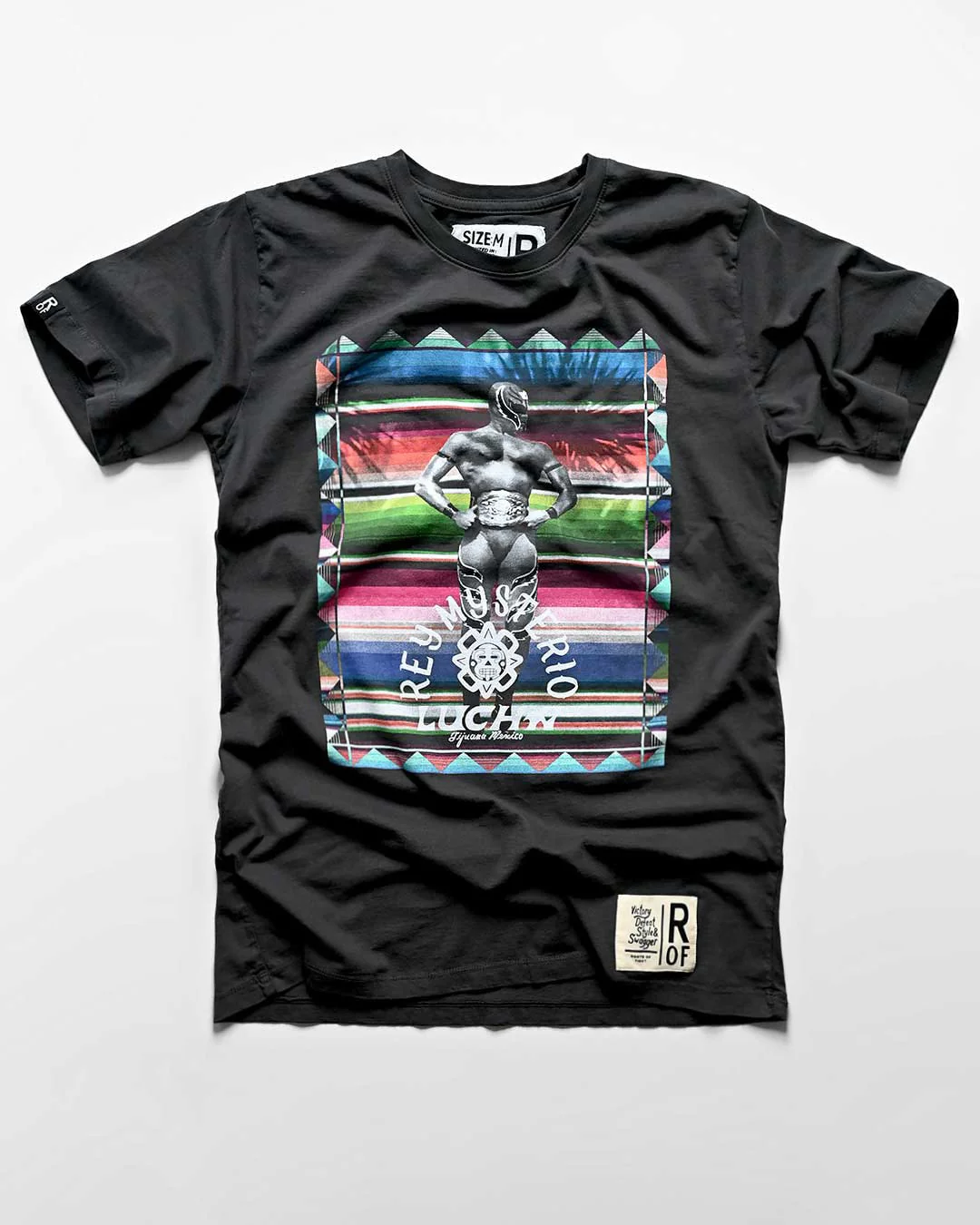 Rey Mysterio Serape Photo Black Tee - Image 3