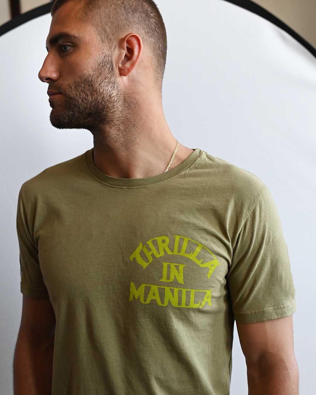 Thrilla In Manila Vintage Olive Tee - Image 3