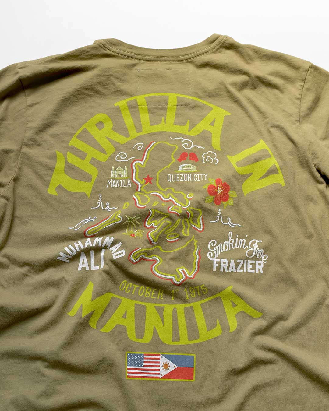Thrilla In Manila Vintage Olive Tee - Image 4