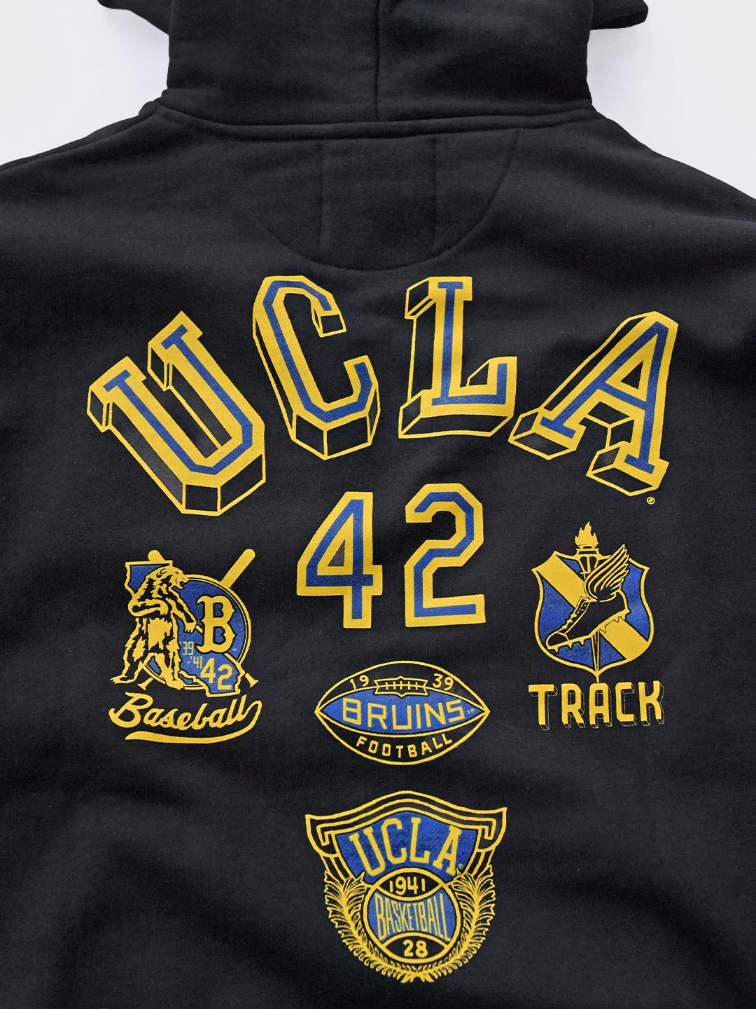 UCLA - Jackie Robinson 4-Sport Star Black Heavyweight PO Hoody - Image 5