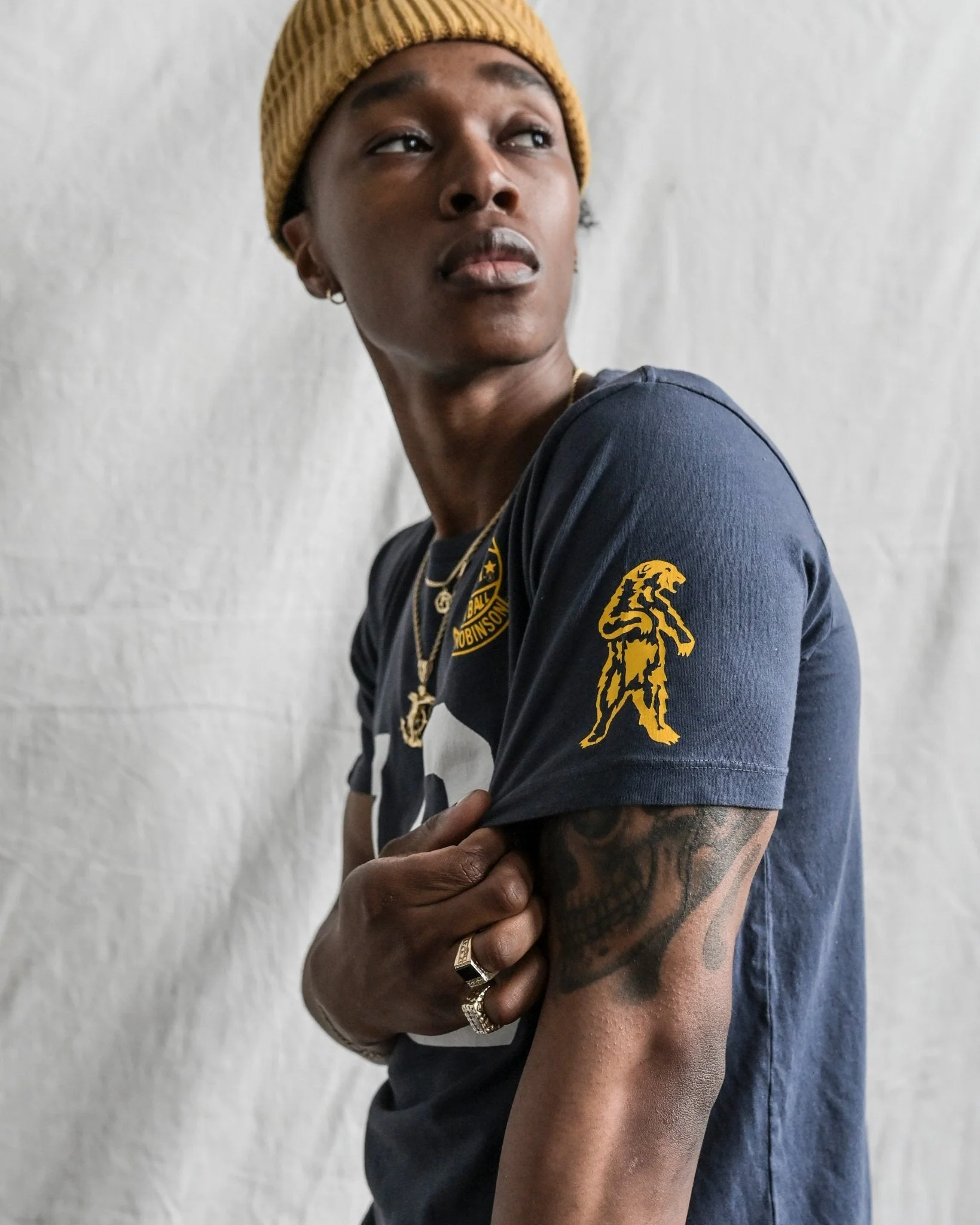 UCLA - Jackie Robinson Basketball #18 Navy Tee - Image 3