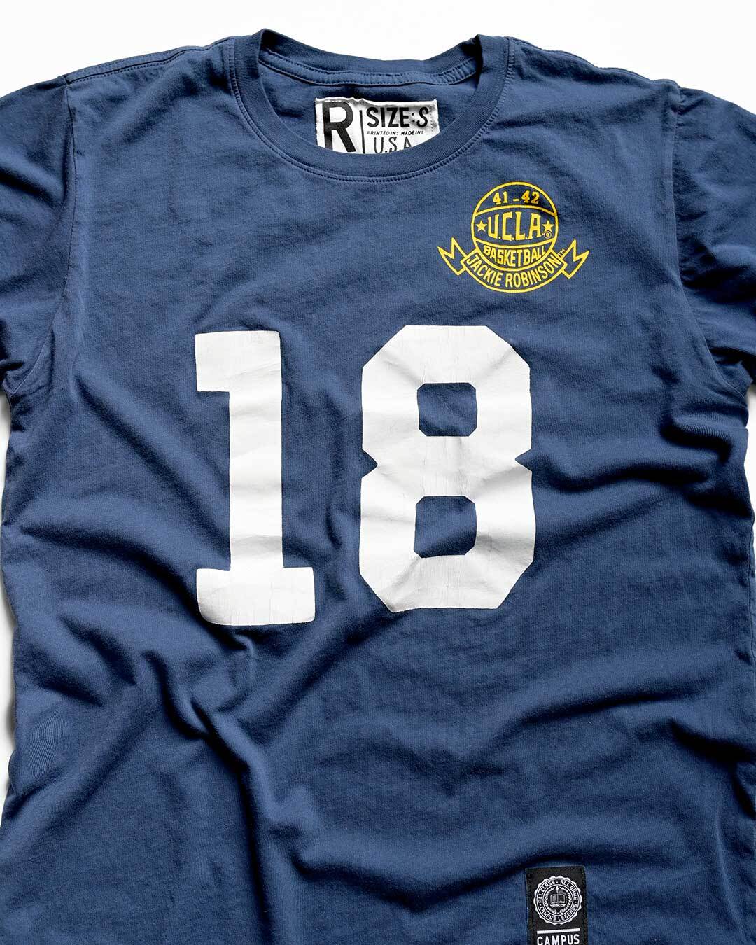UCLA - Jackie Robinson Basketball #18 Navy Tee - Image 6
