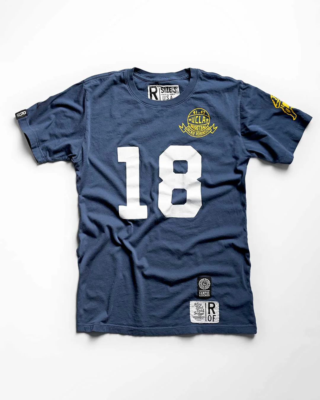 UCLA - Jackie Robinson Basketball #18 Navy Tee - Image 8